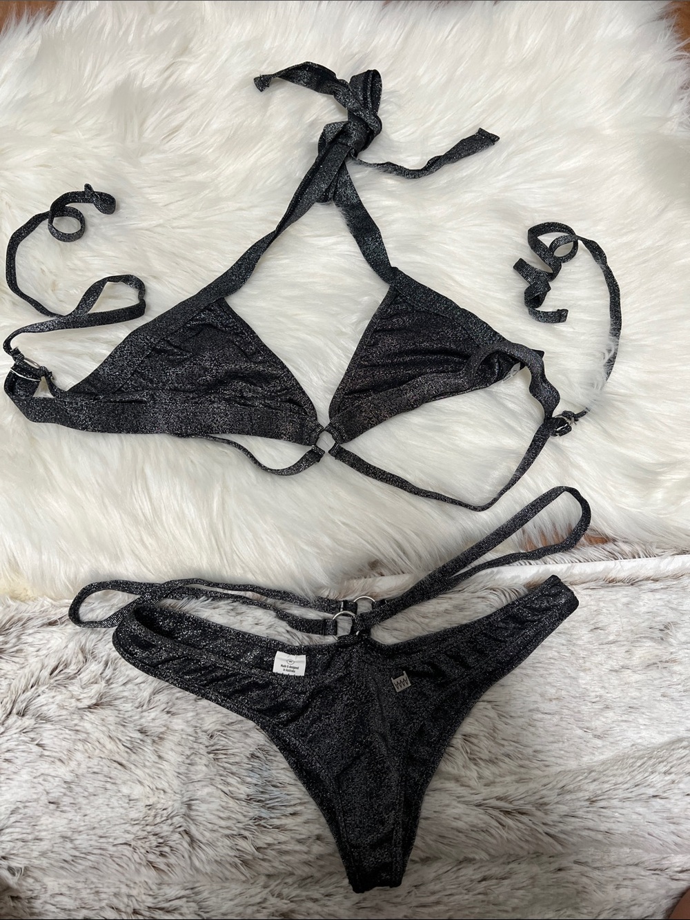 Wicked weasel thong bikini.
Top: XL Bottoms: M gray color